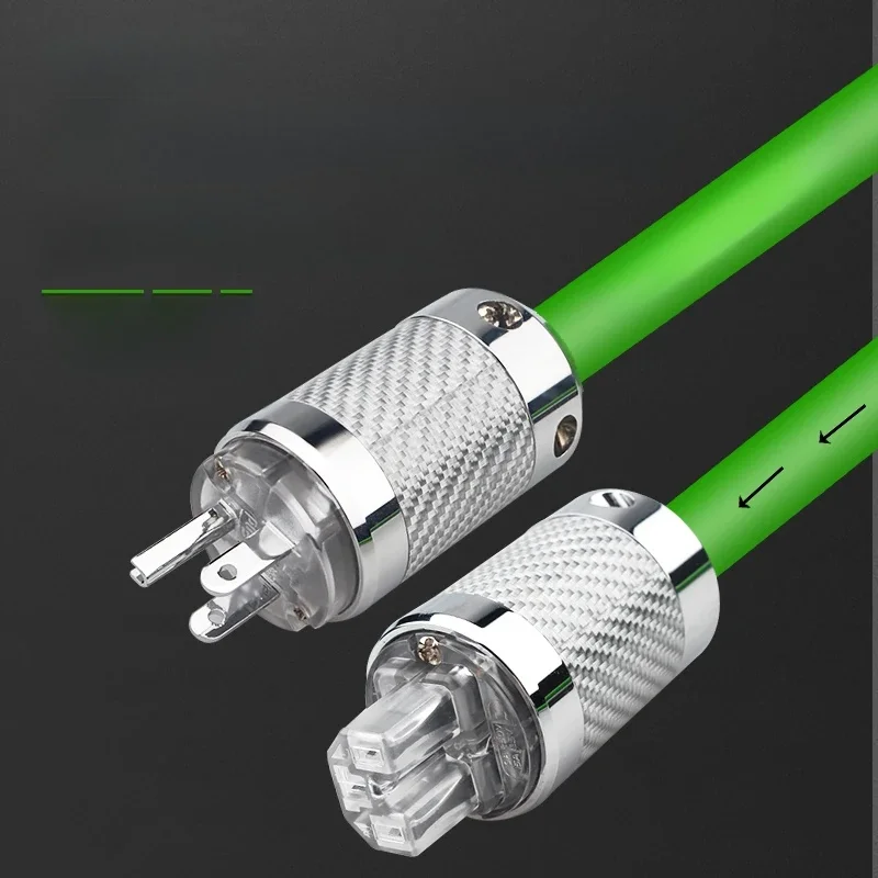Xangsane P-6008Ag 7N OCC posrebrzany wtyk kabla zasilającego HiFi US/EU/AU z włókna węglowego i rodowanym wtykiem kabla, kabel audio IEC — zdjęcie produktu 7
