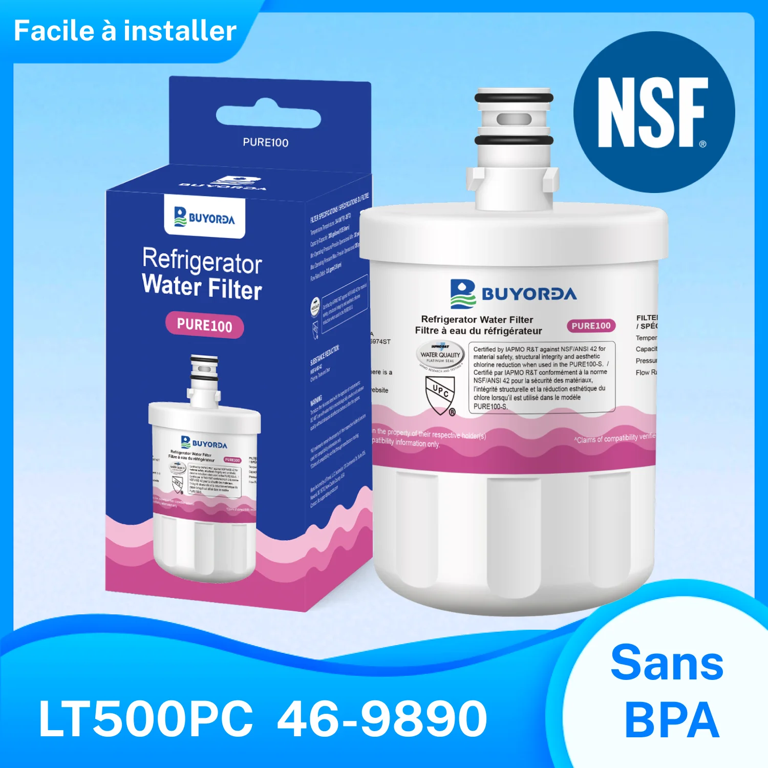 LT500PC Filtre A Eau Pour Refrigerateur Remplacement Pour for LG 5231JA2002A 5231JA2002B ADQ72910901 ADQ72910902 Pour for Kenmore 469890 9890 Compatible