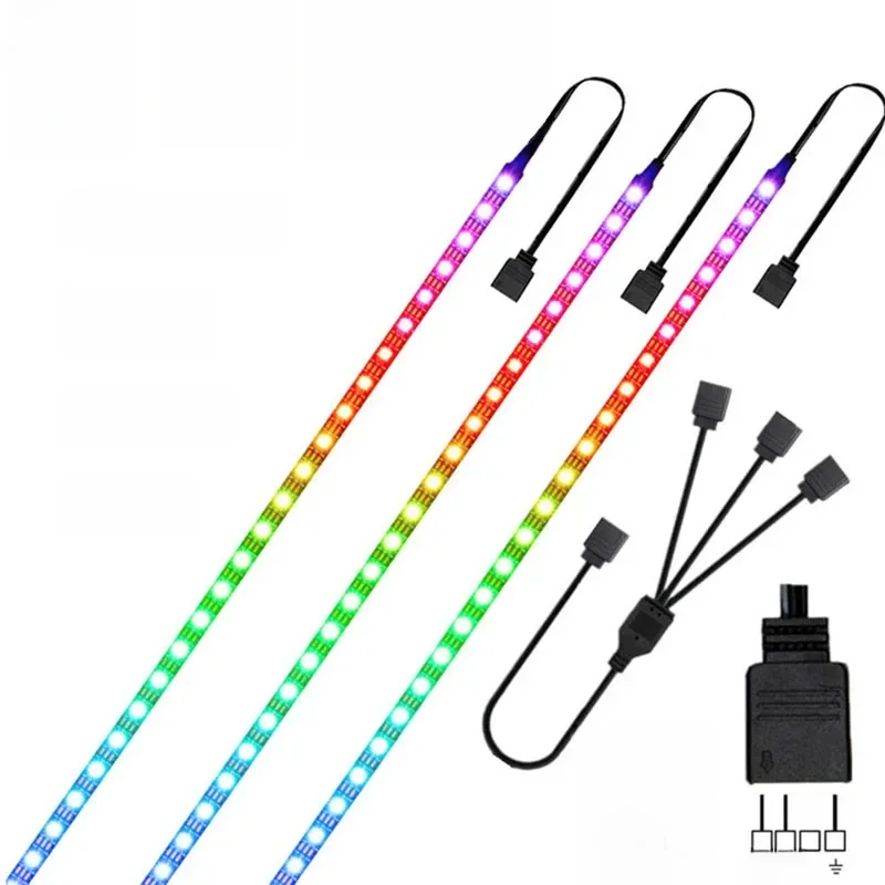 Fita LED Rainbow endereçável, 5V, 3Pin, Cabeçalho ARGB, Capa Asus, Aura Sync, RGB, Fusion, MSI