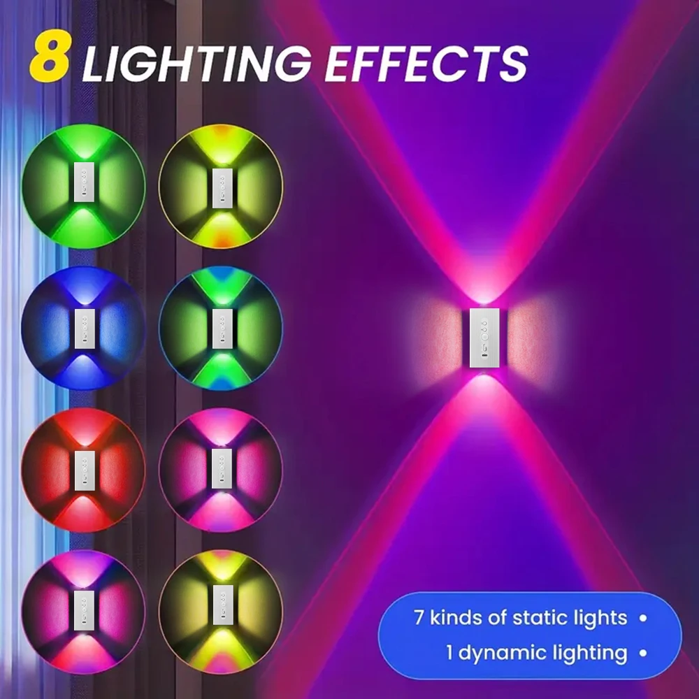 Motion Sensor LED Night Light RGB Color Changing Rechargeable Wall Lamp Magnetic Spotlight for Hallway Stair Ambient Lighting
