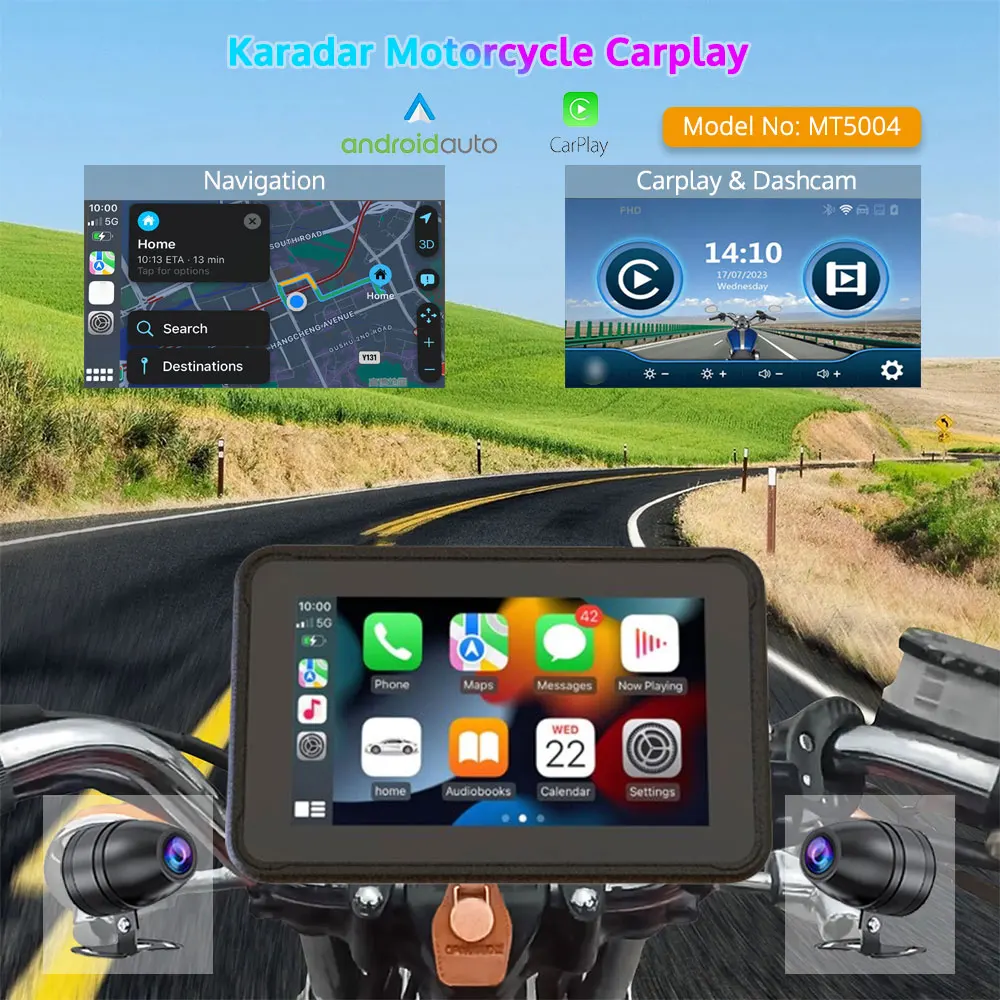 

Karadar motorcycle carplay gps for motorcycles mt5004 Carplay 2 In 1 wireless carplay Android Auto