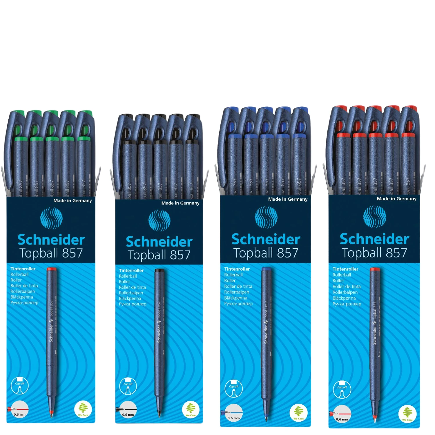 

Schneider Topball 857 Ink Roller Pen with Solid Metal Tip 0.6 mm Pack of 10 (Color Optional)