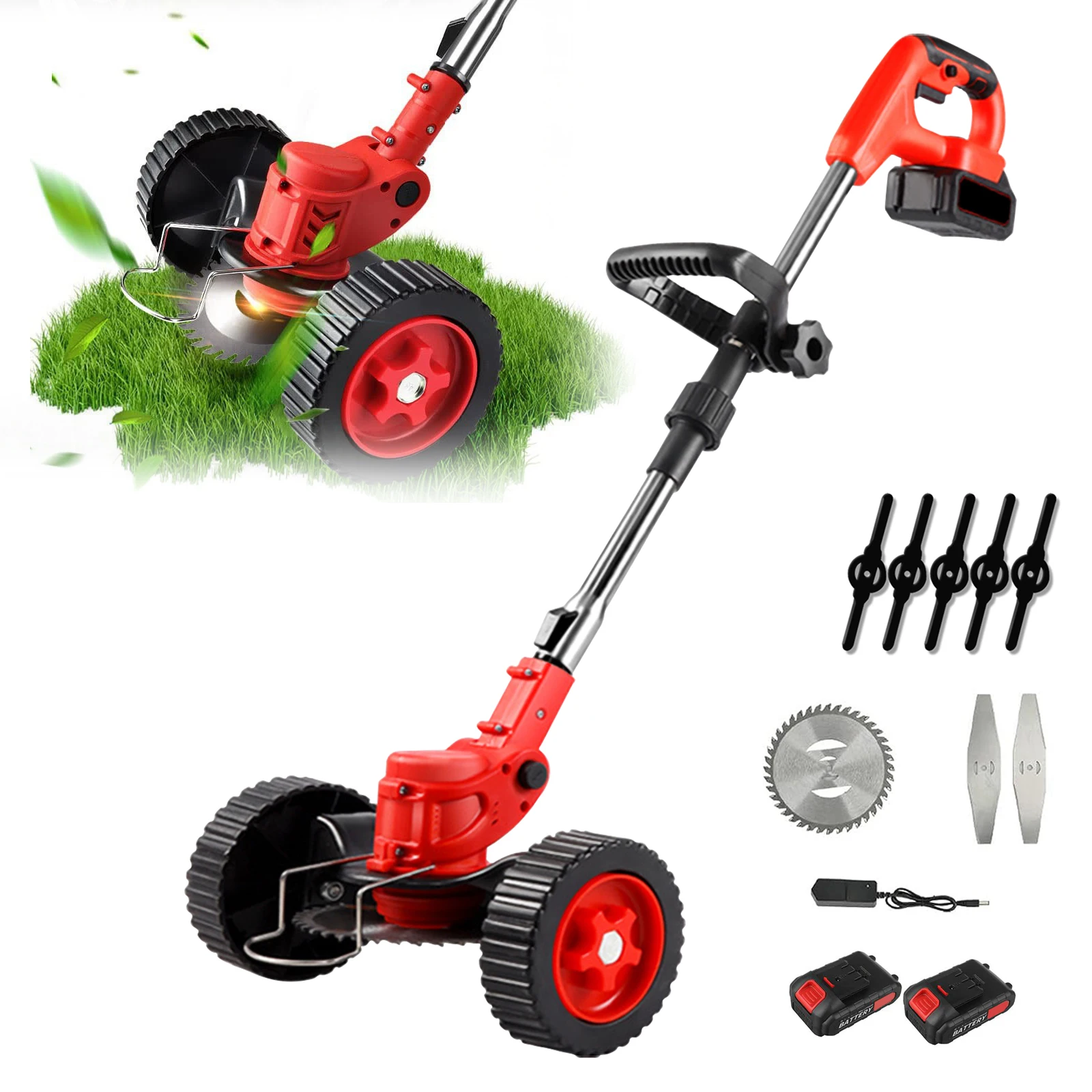 650W 21V Cordless Grass String Trimmer 18000RPM Electric Lawn Mower Weed Adjustable Foldable Cutter Garden For Makita 18VBattery