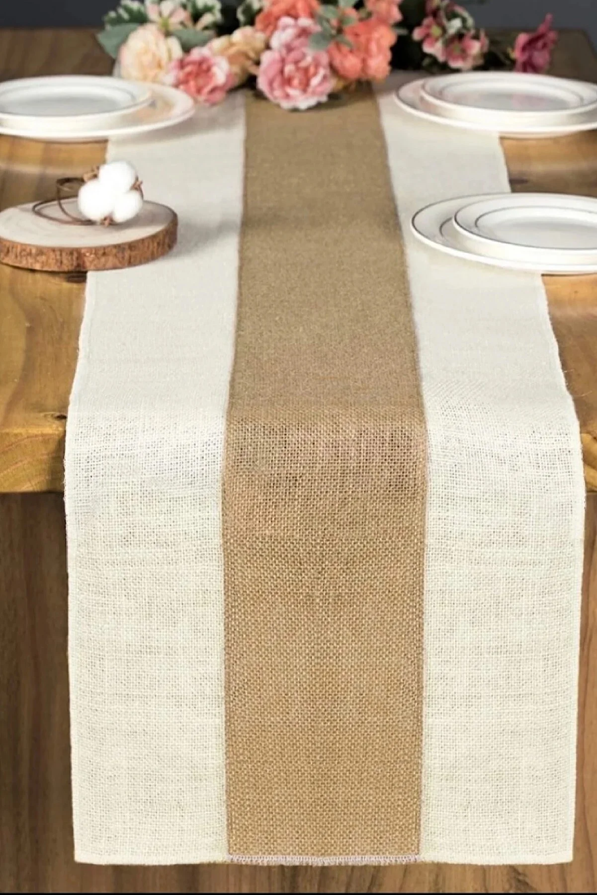 Brown Linen Runner Table Cloth Home Dining Table Decoration 45x140 Cm