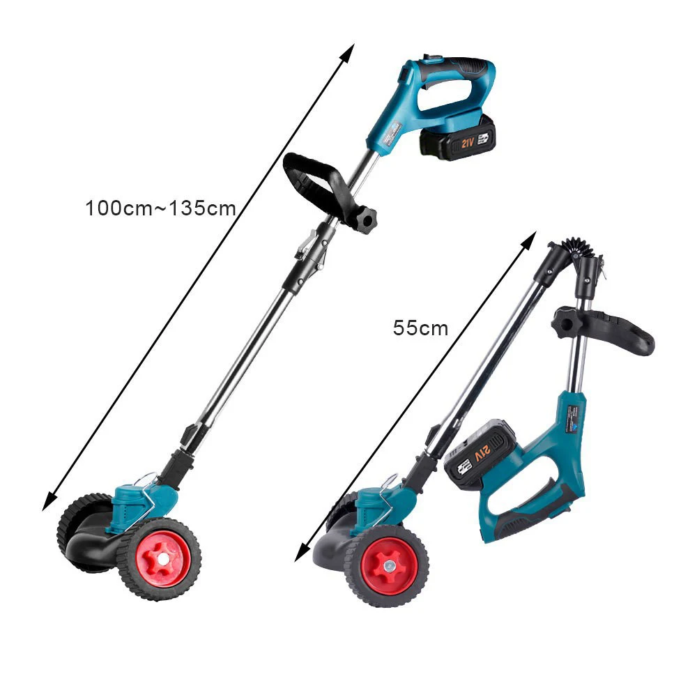 21V 1300mAh Electric Lawn Mower Handheld Cordless Grass Trimmer Length Adjustable Cutter Garden Tools For Makita 21V Battery