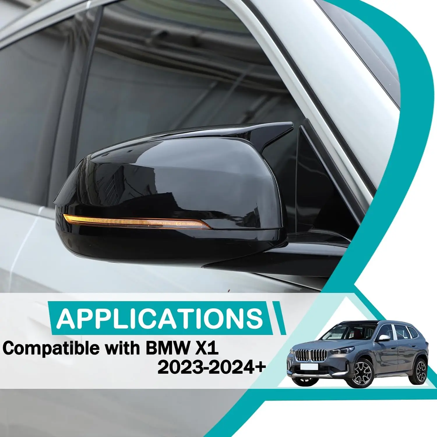 

Для BMW X1 U11 U12 2023-2025 LHD крышка бокового зеркала заднего вида крышка крыла внешняя наклейка дверь заднего вида отделка корпуса карбон