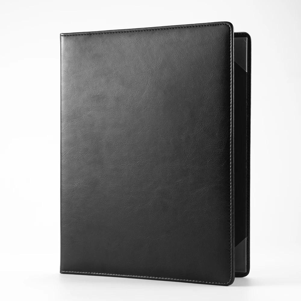 Custom Leather Black Certificate Cover Blank Double-Sided Certificate Holder Folder A4 Size Diploma Cover With Logo