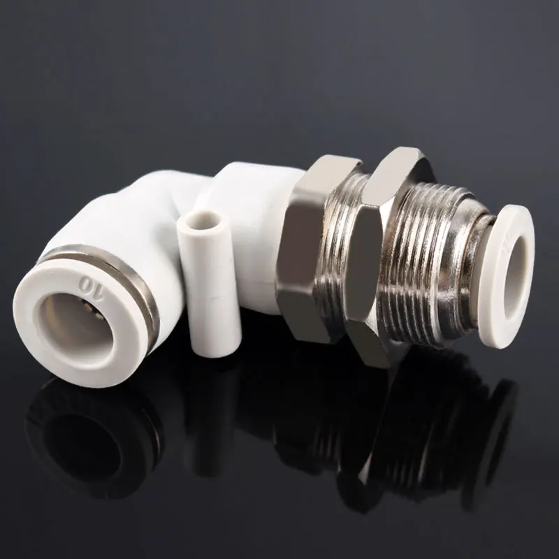 Pneumatic Fitting Elbow Joint PLM 4 6 8 10 12mm Right Angle L-type Bulkhead Elbow Gas Pipe Quick Connectors M12 M14 M16 M20 M22