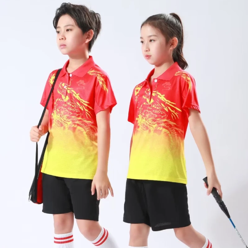 Dzieci tenis stołowy Ping Pong Badminton Shirt ćwiczenia odzież sportowa wysokiej jakości