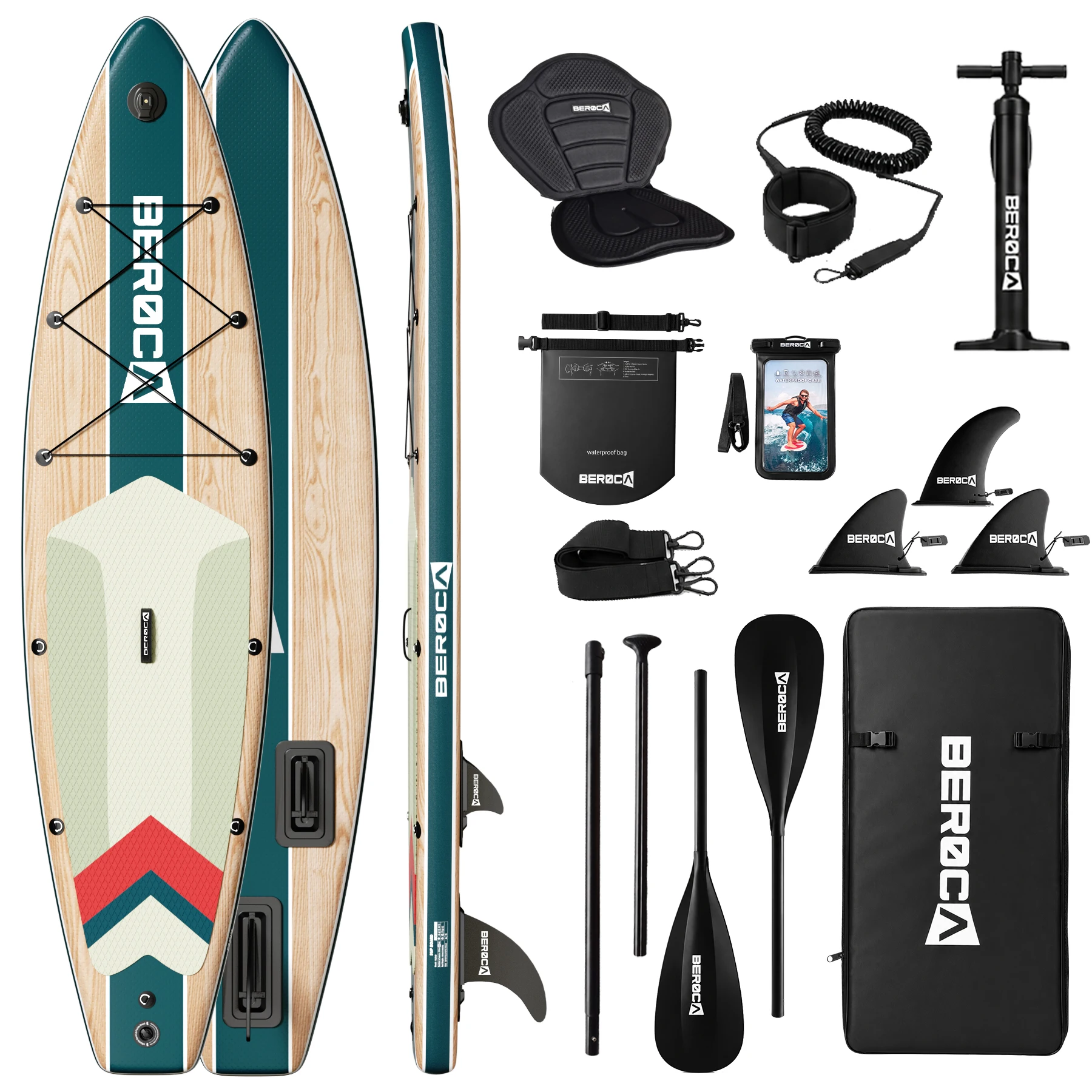 SUP Opblaasbaar Stand-Up Paddle Board voor Volwassenen, Geschikt voor Surfen, Waterraces en Recreatief Paddelen, Draagbaar en Gemakkelijk op te bergen Buitensportuitrusting voor Watersporten