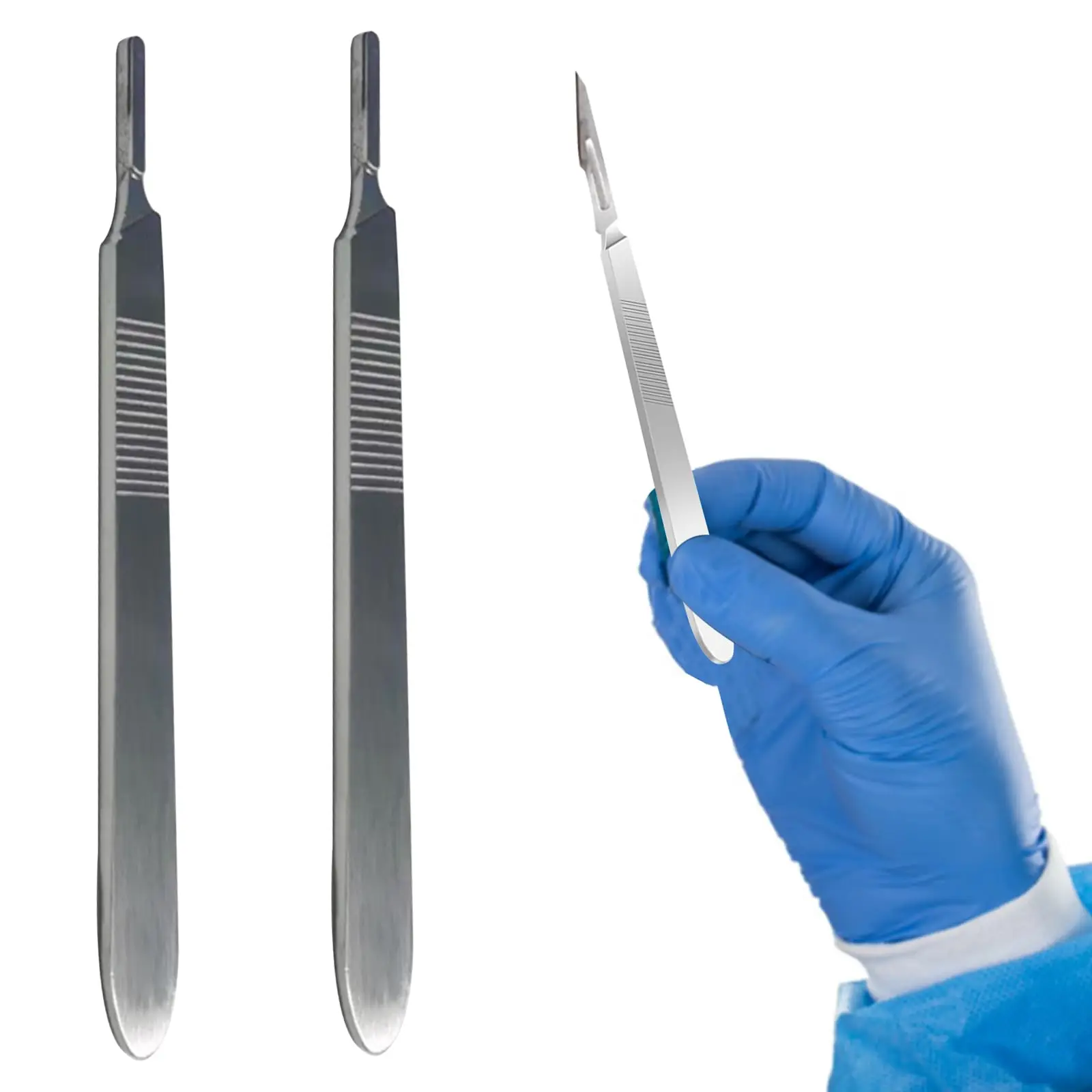 Mango de bisturí # 3 Cuchillas Compatibles con Números 10, 11, 12 y 15, Mango de Cuchillo Ligero de Acero Inoxidable para Laboratorio y Hospital, Mango Reforzado