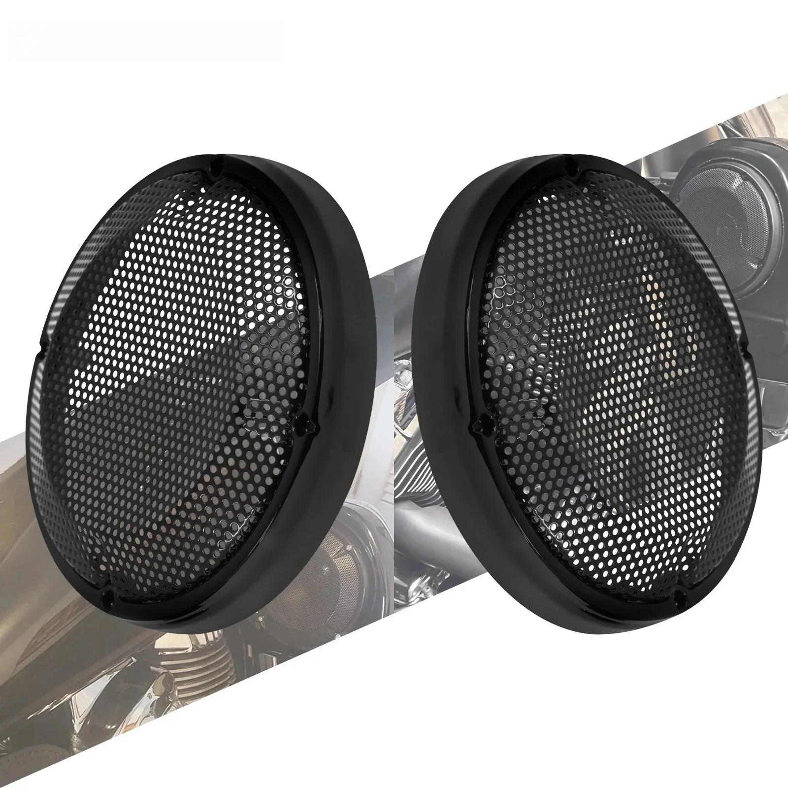 2 szt. Motocykl 6.5 "Pokrywa sakwy Głośnik Osłona grilla Czarny/Chrom Dla Harley Touring Road Electra przemieszczanie się po ulicy FLHR 1983-2023 — zdjęcie 2