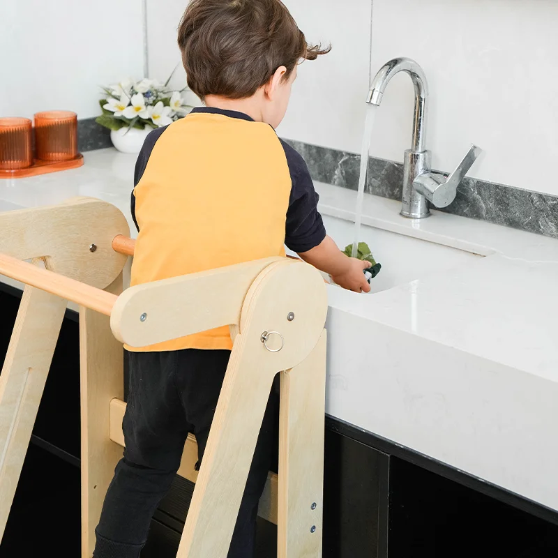 XIHATOY-taburete de cocina para niños pequeños, altura ajustable, silla de alimentación alta Montessori de madera para bebé, torre de aprendizaje