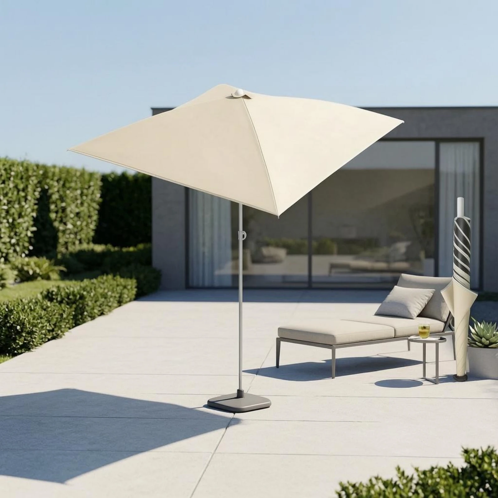 Beige Portable Outdoor Umbrella Light with Silver-Coated Square Design for Patio Garden Enhanced Outdoor Experience