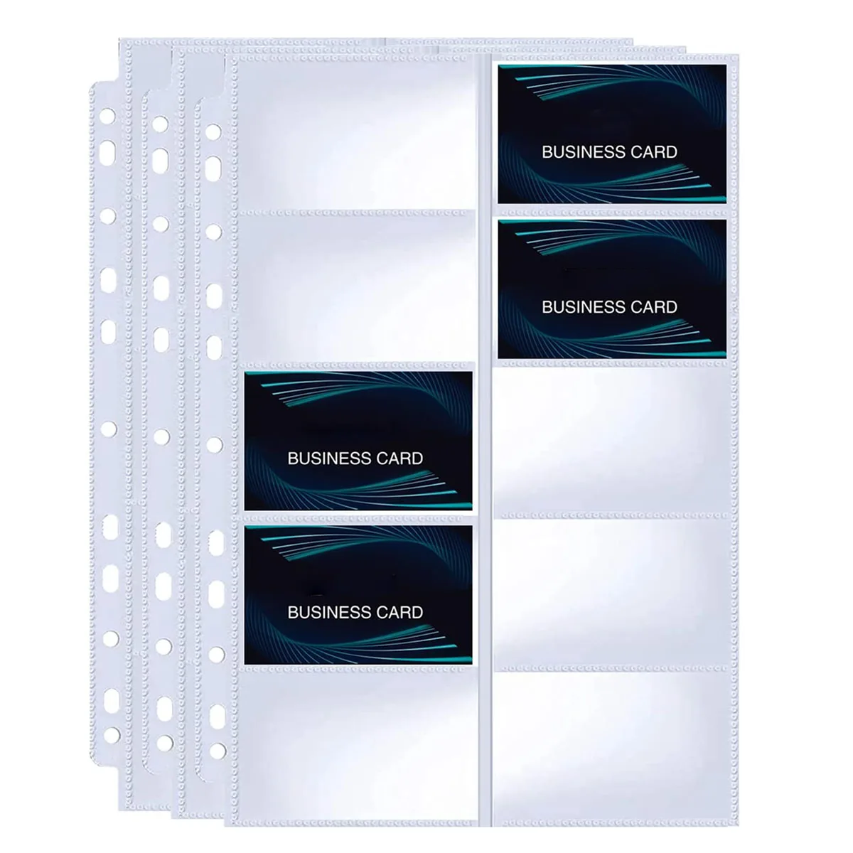 

15 Pack 300 Pockets Business Card Sleeves Binder Sheets, Ultra-Clear Business Card Pages for 2/3/4 Ring Binder