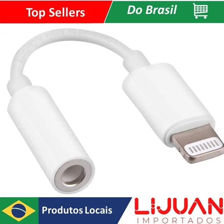 TD-LTE Cable Lightning Adapter Earphone P2 Female iPhone and iPad Audio Auxiliary Fast Shipping to All Brazil