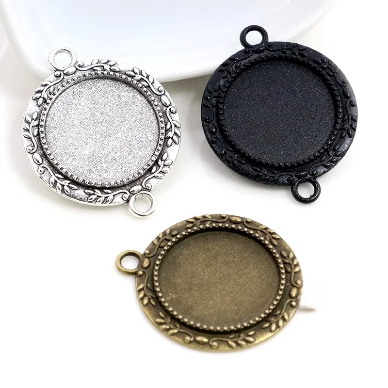 10 sztuk 20mm rozmiar wewnętrzny antyczne srebro pozłacane brąz czarny w stylu klasycznym Cabochon baza ustawienie Charms wisiorek — zdjęcie 2