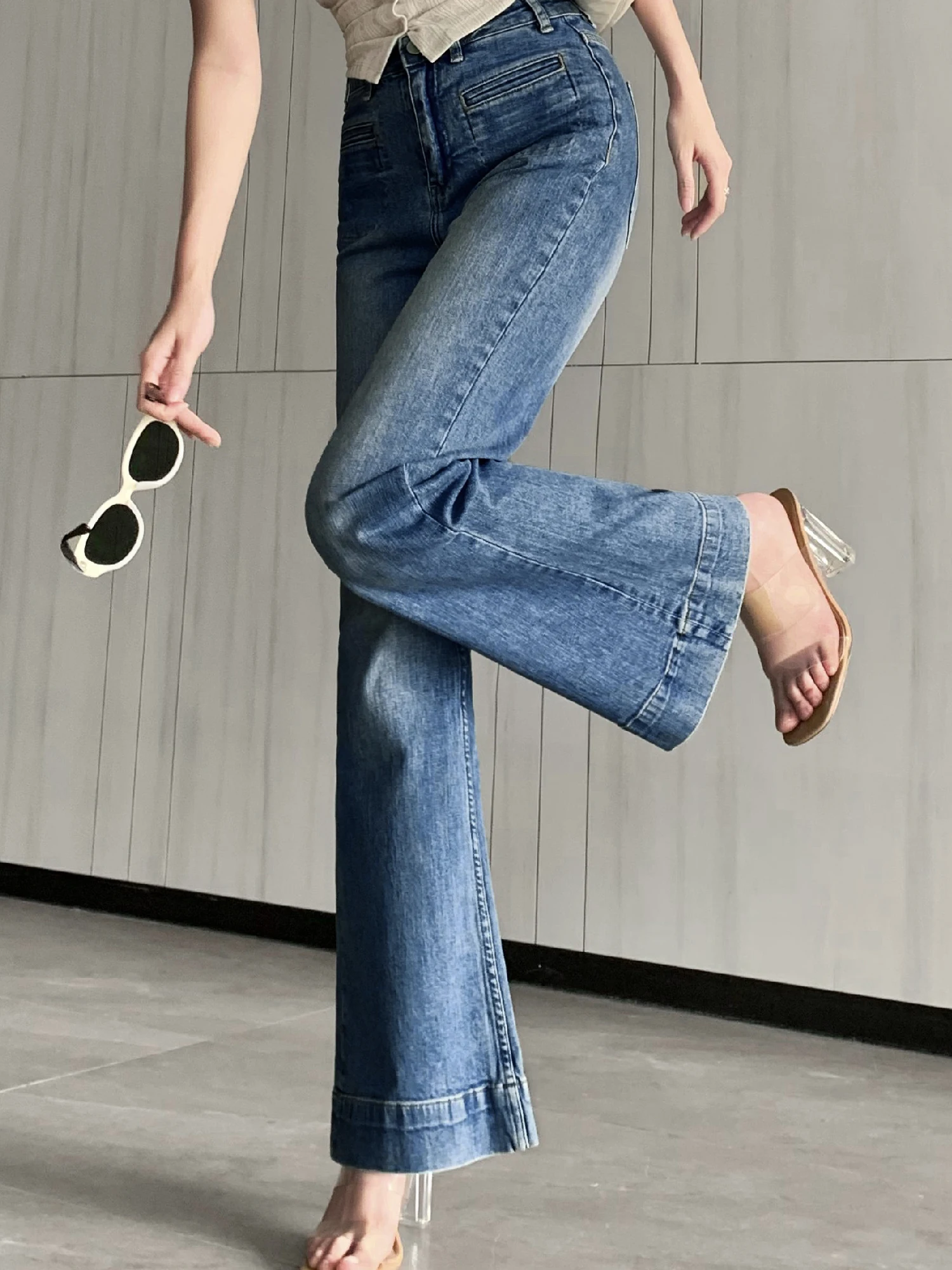 "Modren & Retro" Casual Baggy Y Y 2K Tops Denim Broek HIGH-WAISTED MICRO-FLARED Jeans-Forgunroses