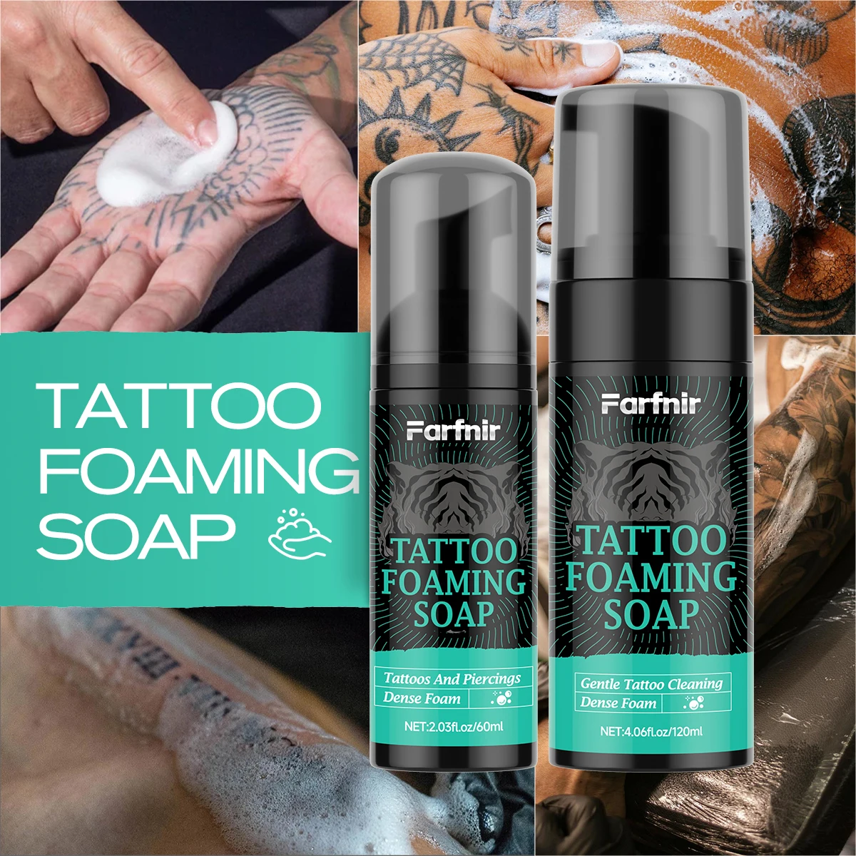 TATTOO FOAMING SOAP Tattoo cleaning foam moisturizes and smooths both new and old tattoos, ensuring they remain shiny and clear