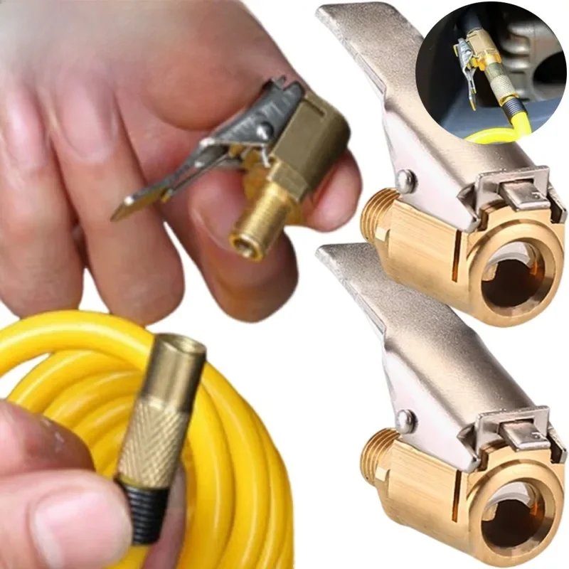 AliExpress 8mm Solid Brass Tire Valve Clamp Pump Nozzle Clamp Quick Connect Universal Air Chuck Inflator Pump 1/2pcs