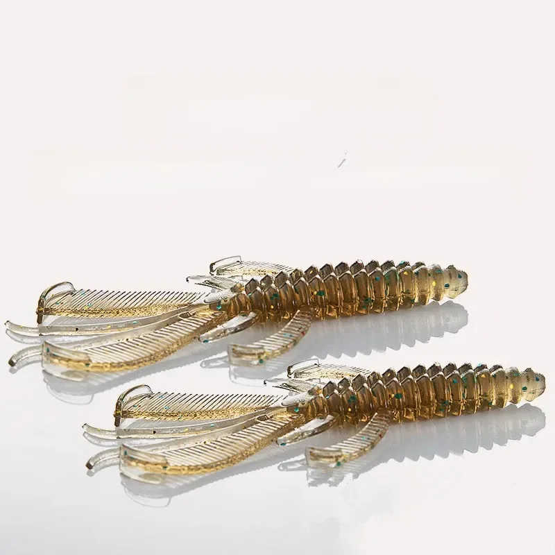 10 Stück Silikon-Weichköder, Hummer-Angelköder, 8 cm, getauchte Garnelen, rotierender Doppelschwanz, Meeresangelzubehör für den Outdoor-Angelgebrauch