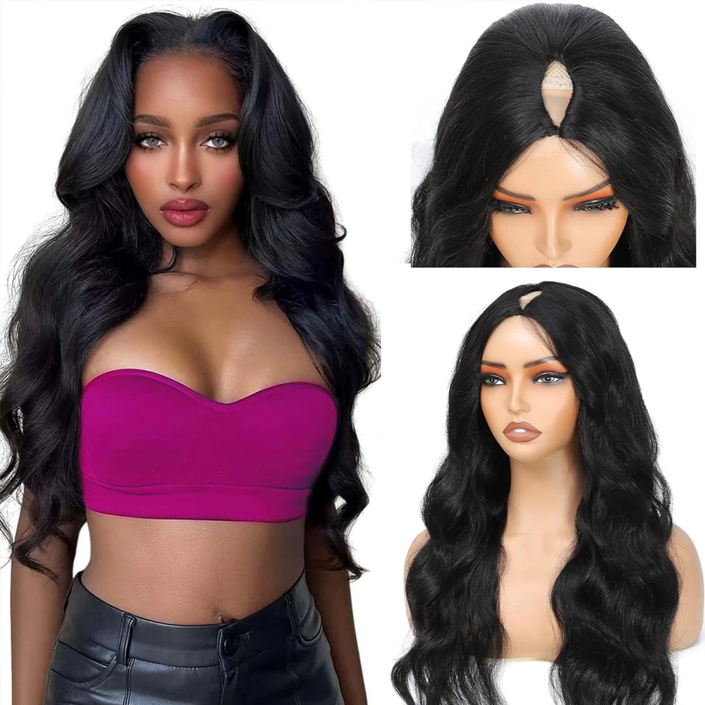 

V Part Wig Human Hair 30 Inch Body Wave V Part Human Hair Wig With Clips Glueless Wigs Human Hair V Shape Wig Clip In Half Wigs