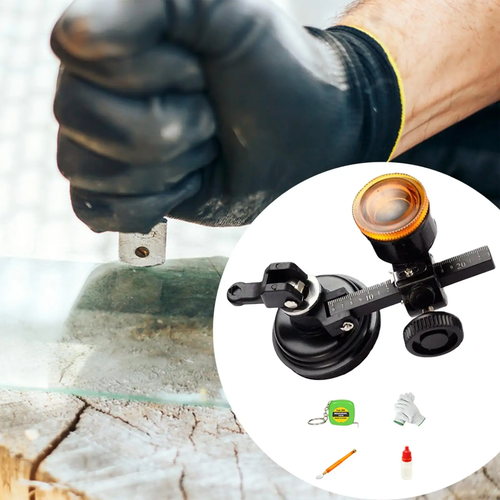 Industrieel glassnijgereedschap voor ronde vormen met verstelbaar ontwerp, professioneel heavy duty met handsnijgereedschap met zuignap