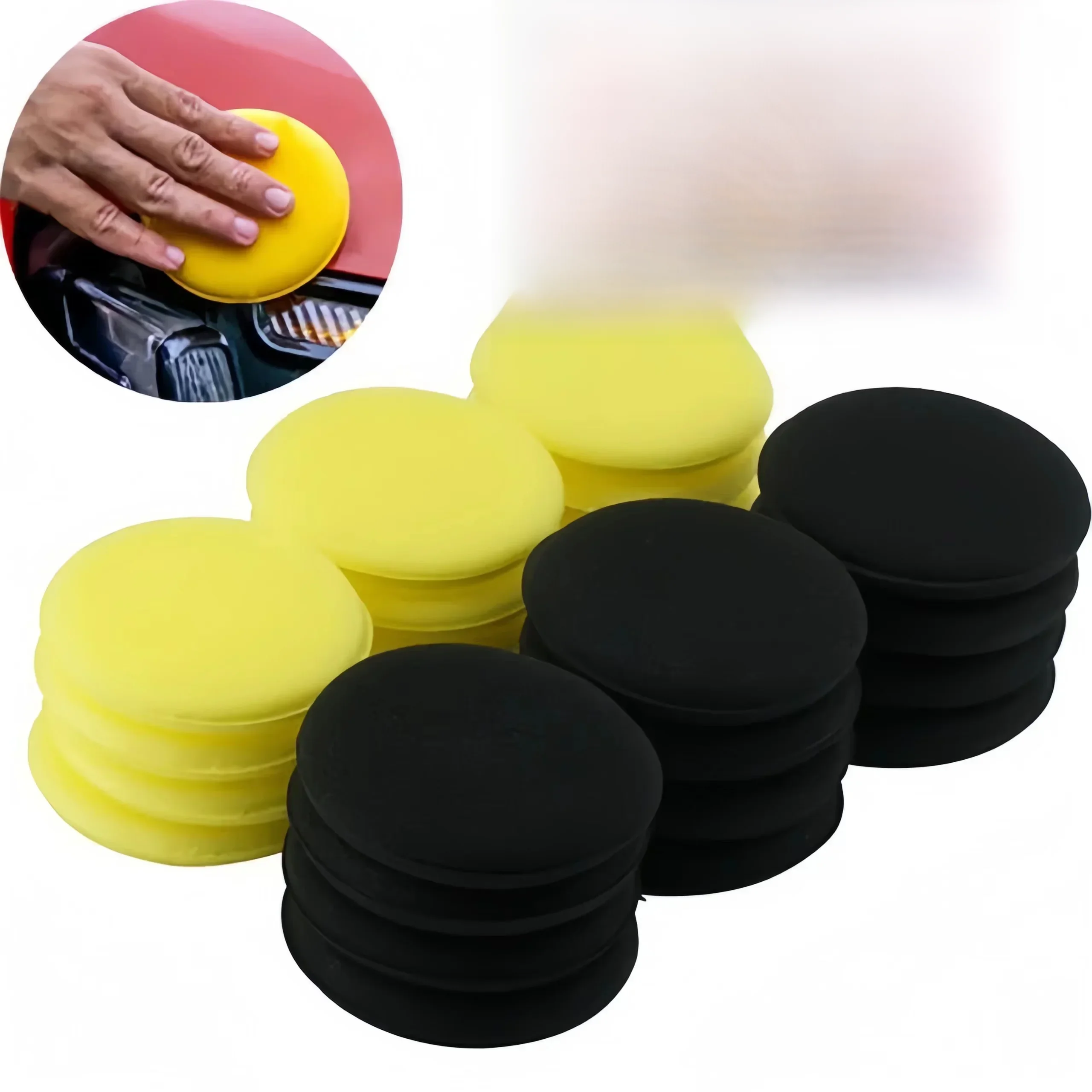 Éponge ronde en mousse de cire pour vernis à cire de voiture, tampons applicateurs haute densité, éponge de nettoyage, outil de nettoyage de détails automobiles, 12 pièces