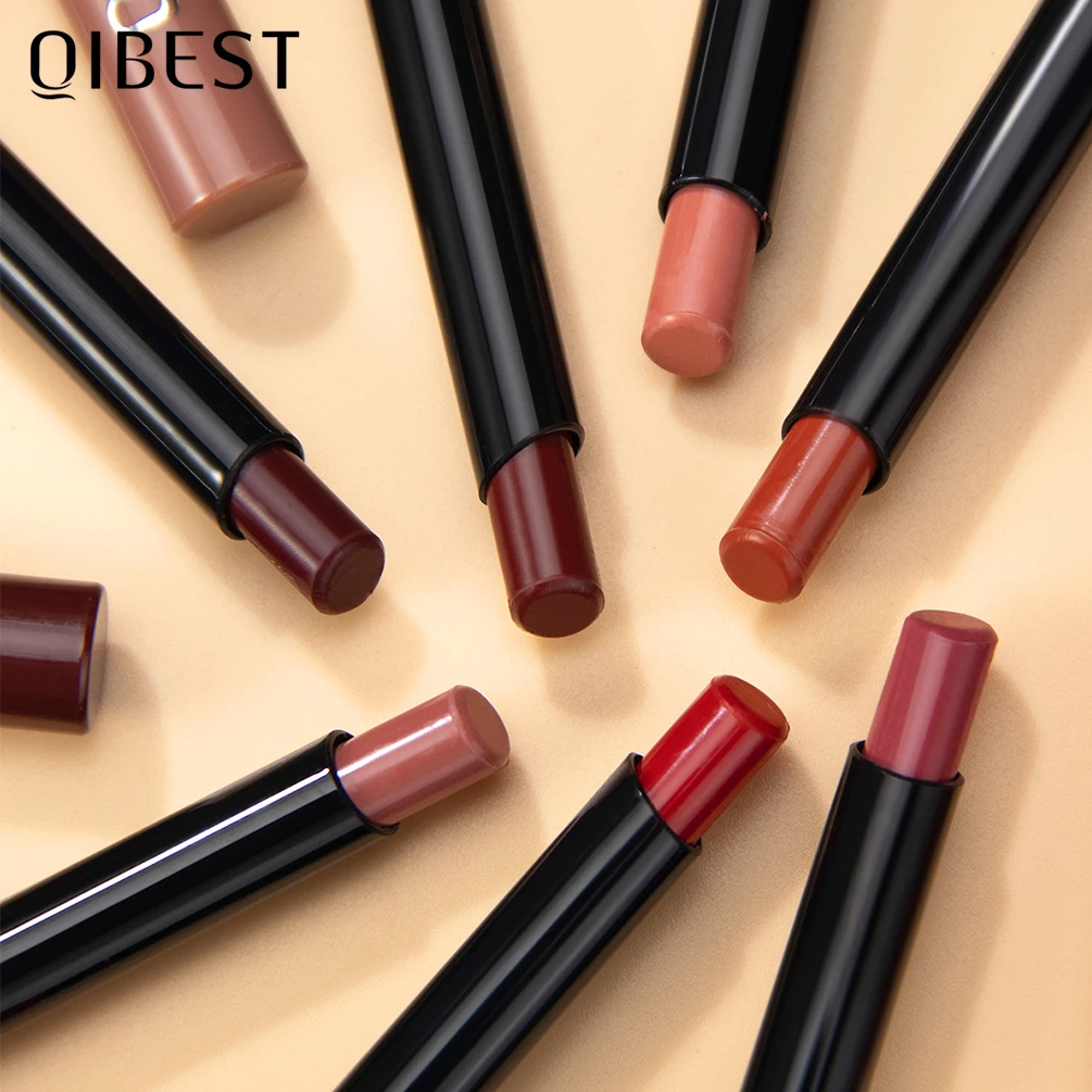 QIBEST Matte Lipstick Lip Tint 12 Colors Waterproof Long Lasting Non-stick Cup Sexy Highly Pigmented Velvet Lip Sticks Lip Stain