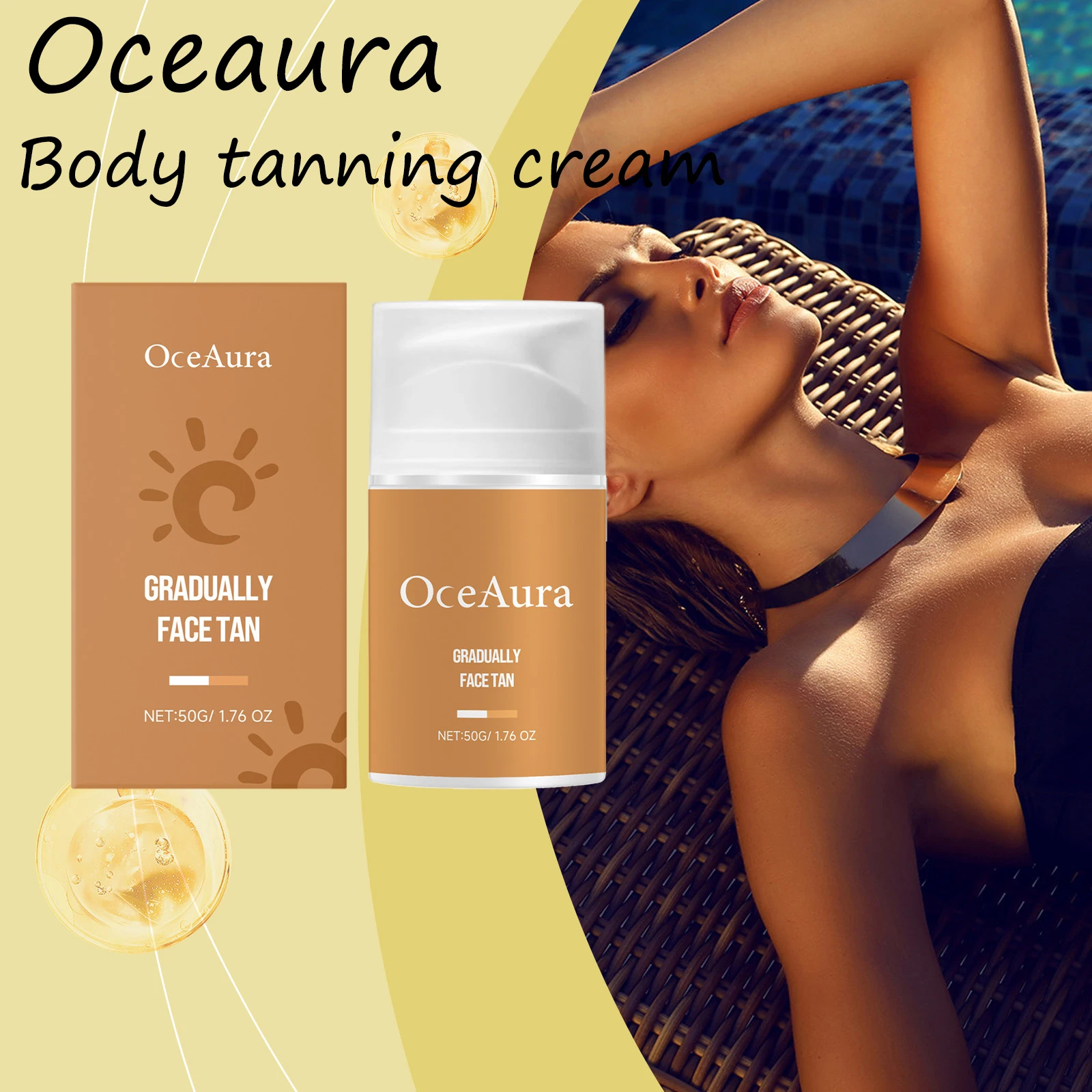 

Oceaura Body Tanning Cream Deep Nourishing Sunless Tanning Bronze Wheat Skin Softening Smoothing Body Skin Tanning Cream
