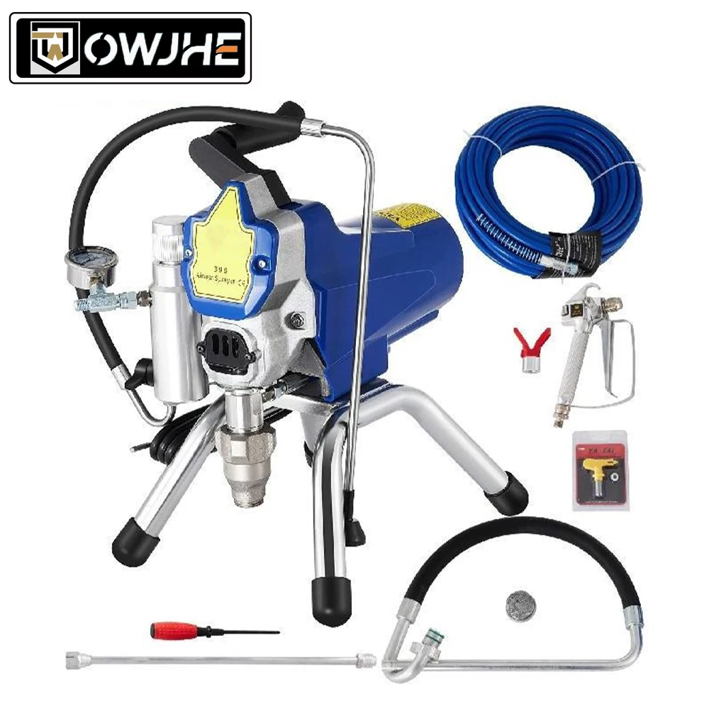 OWJHE Ad Alta Pressione 2200 W Nuovo Airless Pompa A Pistone Macchina Pistola A Spruzzo Elettrico Airless Spruzzatore di Vernice 390 395 Macchina di Pittura Strumento