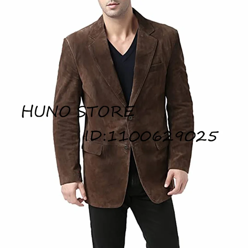 Men\'s Suede Jacket With Single Breasted Slim Fit Suitable for Business Fashion and Leisure Men Spring Jackets Man Dress Up Suit