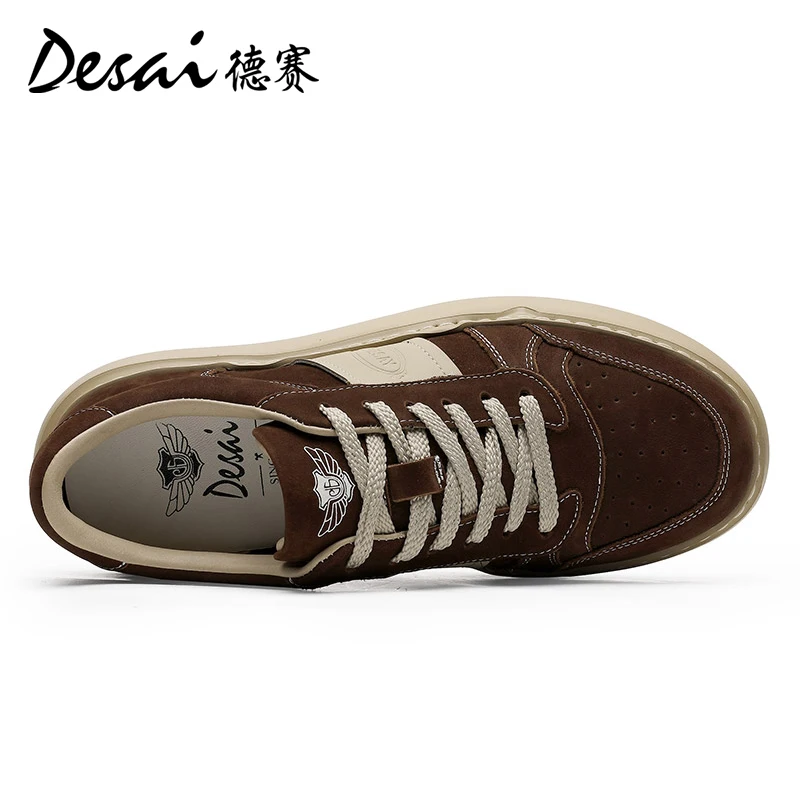 Desai Thick Sole Board Shoes Men\'s Summer New Genuine Leather Lightweight Casual Shoes Retro Versatile Breathable ShoeDS3007