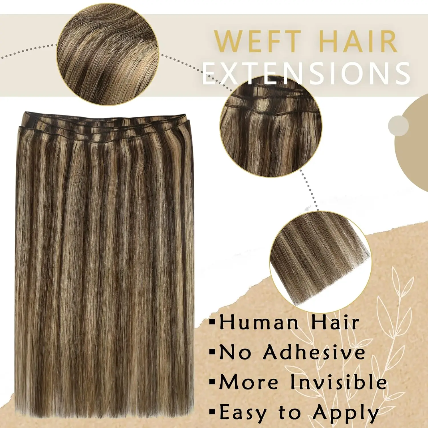 Ugeat Hair Weft Human Hair 100% Real Human Hair 14-24