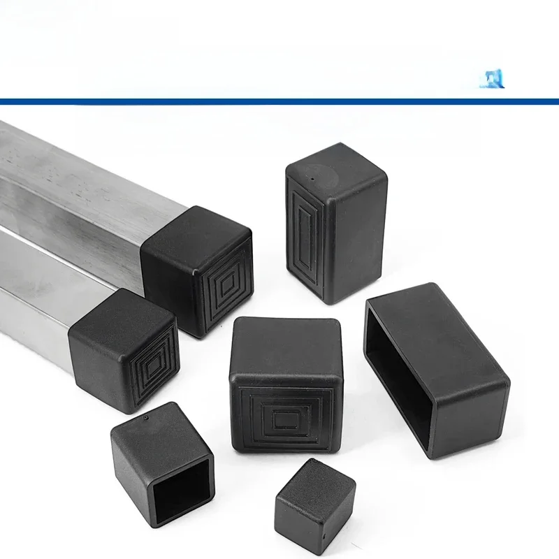 Manchon de tuyau en caoutchouc souple PVC noir carré/rectangle, couvercle de protection des pieds de Table et de chaise 10x10mm-45x75mm