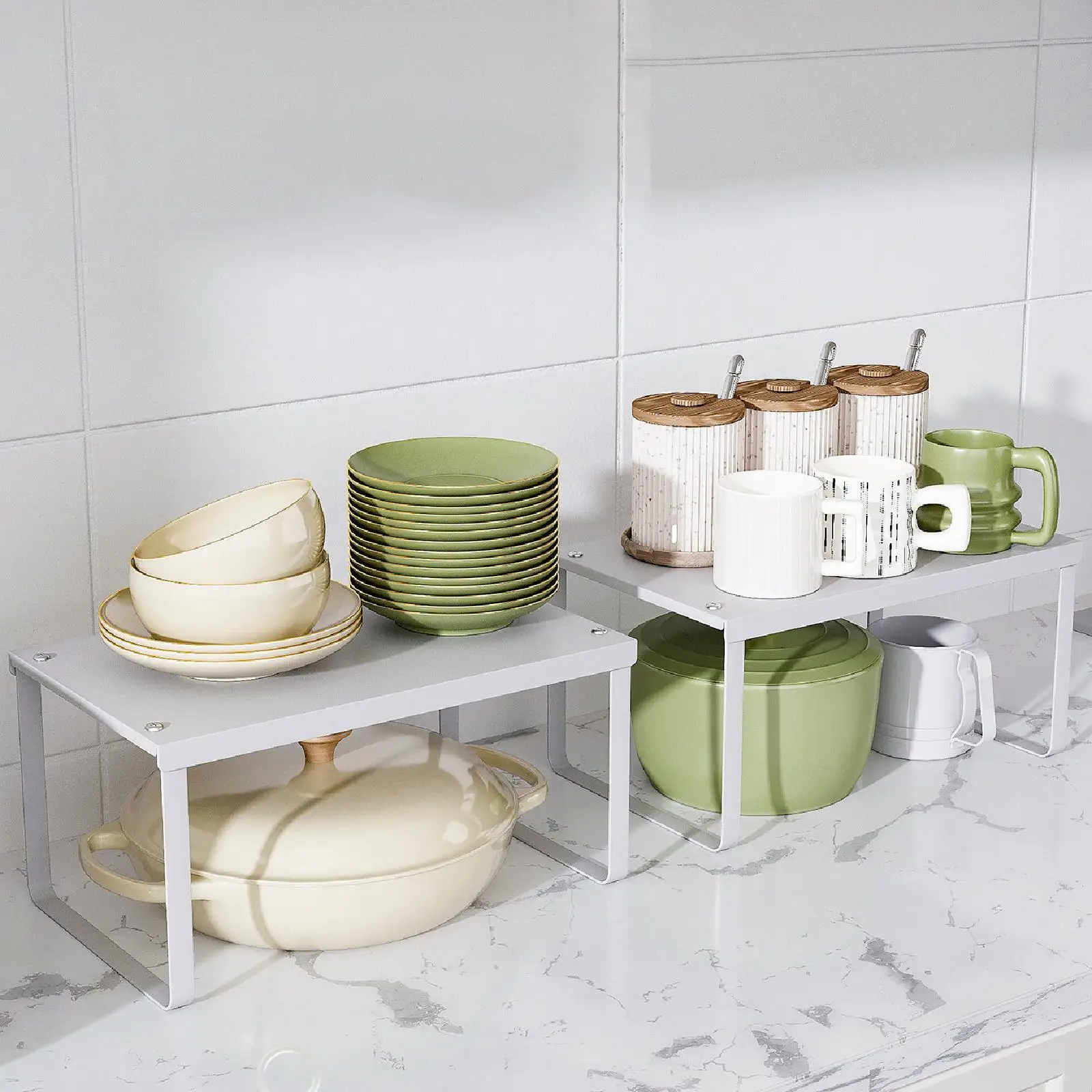 Storage Rack Square Saving Counter Shelf Multipurpose Storage Shelf Kitchen Cabinet Shelf for Everywhere