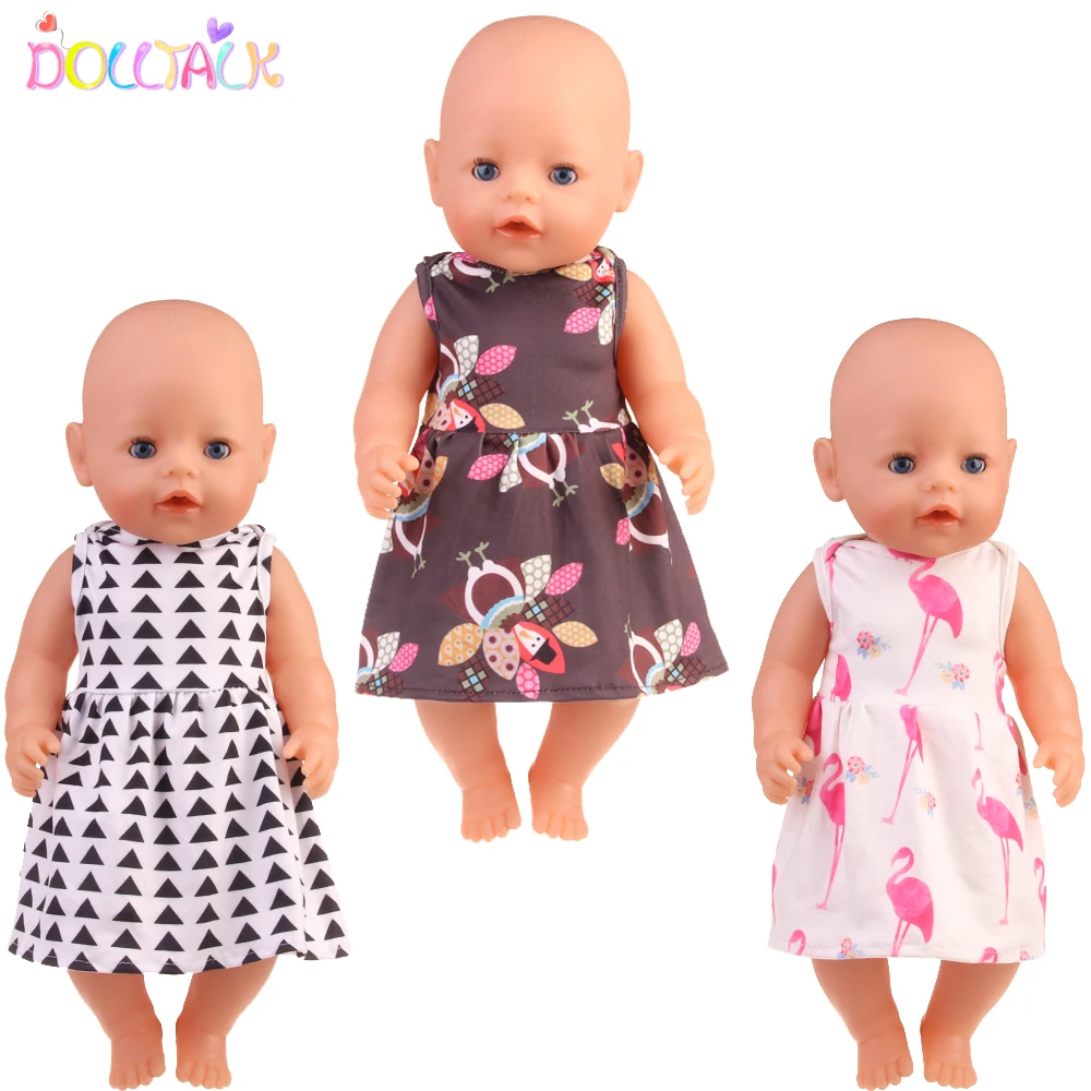 Baby Doll Clothes Dress Flamingo Cute Summer Skirt Bodysuit For 18 Inch American&43cm Reborn New Born Doll OG Girl`s Toy Doll