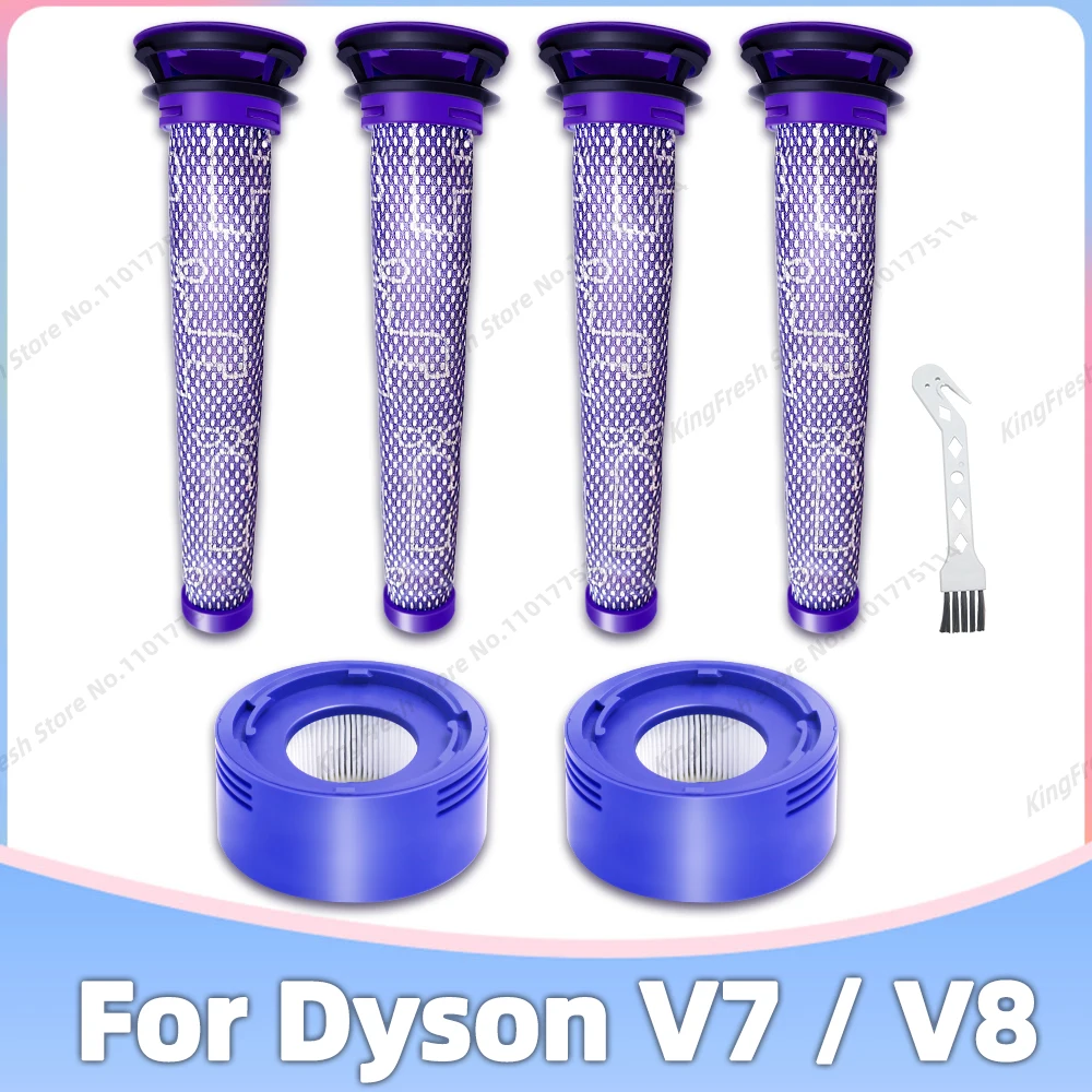 Compatível com Peças de Reposição Acessórios Filtro Pré e Pós para Aspirador de Pó Dyson V7 V8 Lavável Frente e Trás