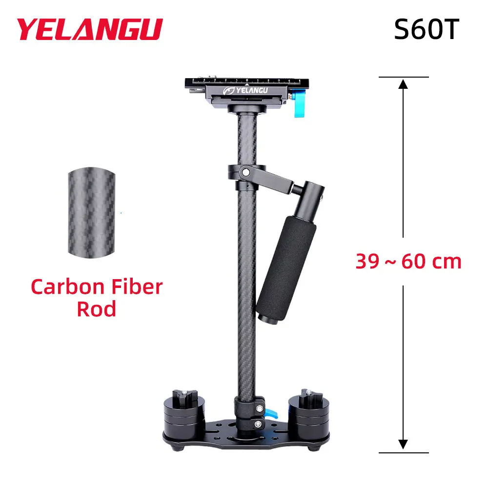 

Ручной стабилизатор видеокамеры из углеродного волокна YELANGU S60T для видеокамер DSLR Sony Nikon DV
