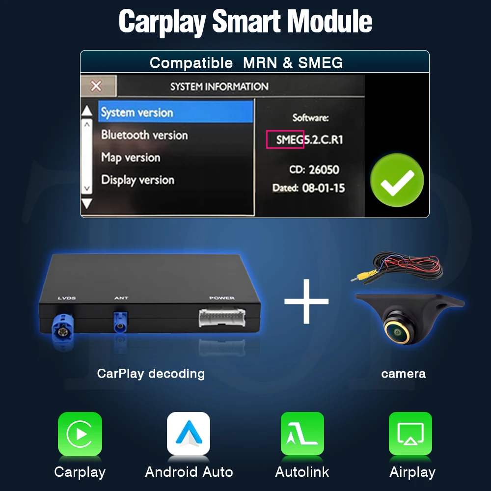 AUTOTOP Draadloze Carplay en Android Auto module voor Citroën C4 C5 Peugeot 208 308 508 3008 DS3 DS4 DS5 SMEG Airplay Mirror Link