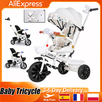 Baby Tricycle Multifunctional Baby Stroller Bidirectional Push Design with Rotatable Seats Sit & Lie Child Tricycle Bicycle