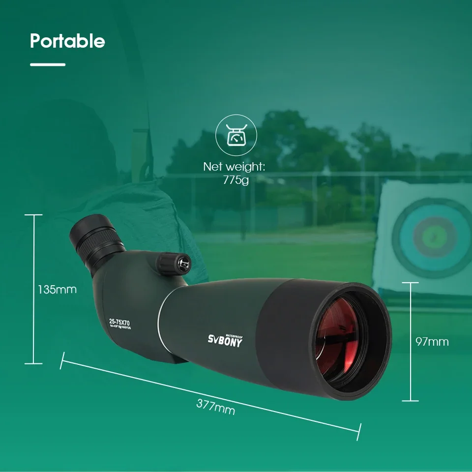 Imagem -06 - Svbony-waterproof Âmbito Tiro Faixa Spotting Scopes com Tripé Tiro ao Alvo Observação de Pássaros Sv28 Sv28plus 2575x70