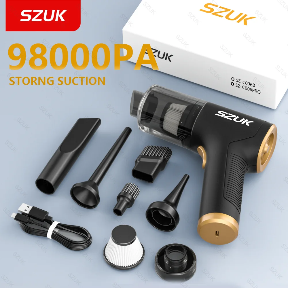 

SZUK Car Vacuum Cleaner 98000PA Powerful Wireless Handheld Cleaning Machine Mini Portable Vacuum Cleaner for Car Office and Home