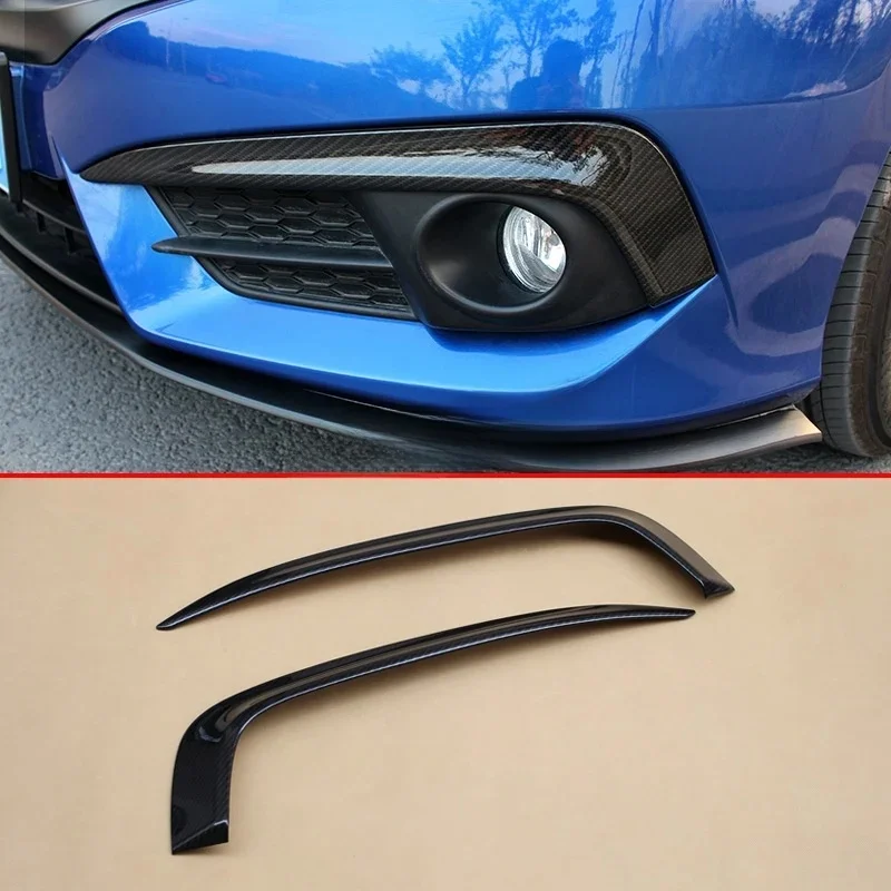 Carbon Fiber Front Bumper Fog Light Strips Trims For 2016-2018 Honda Civic X Sedan/Coupe