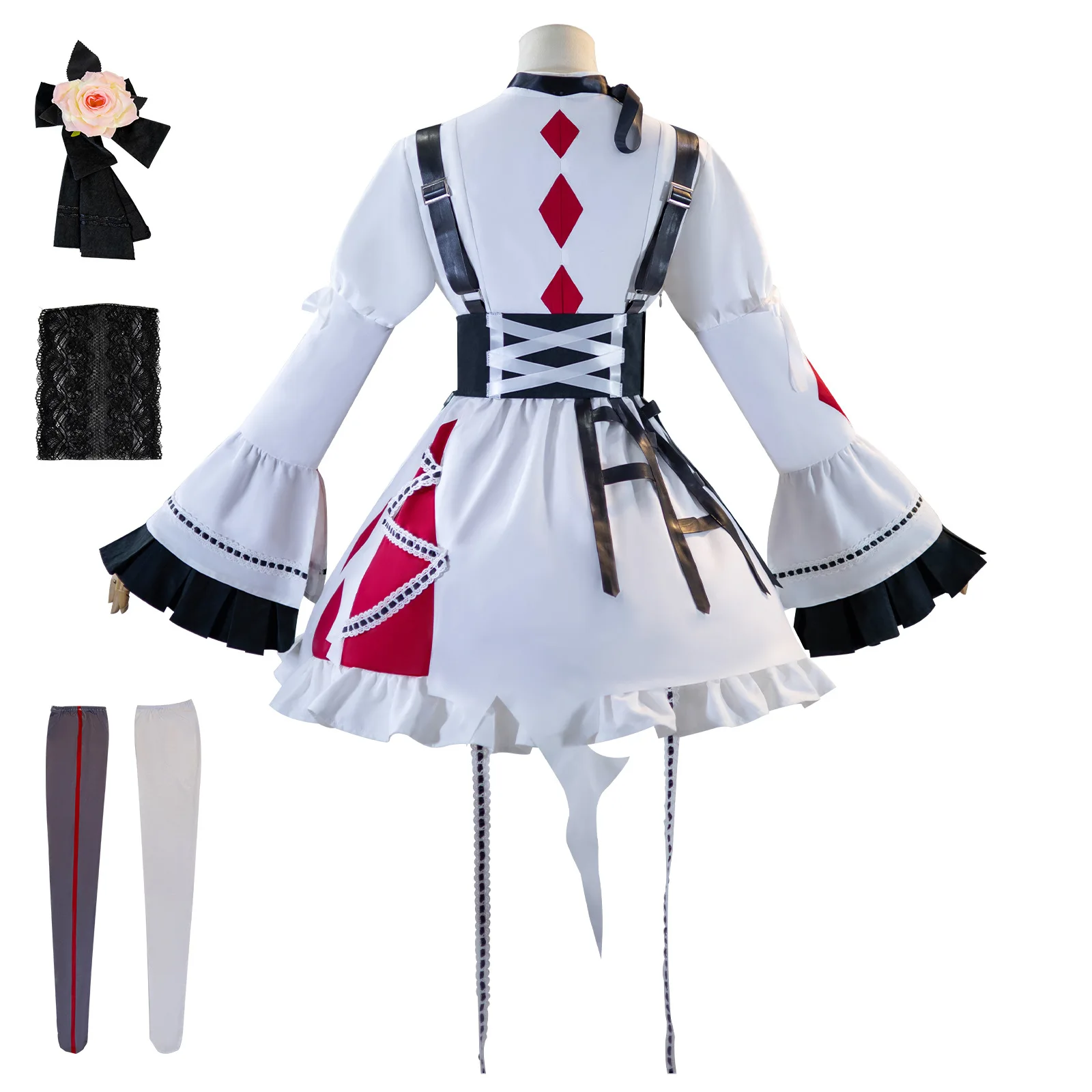 暁山瑞希コスプレ衣装 Project SEKAIキャラクターコスプレ 白いロリータワンピース ゴシックパンク風コスチューム