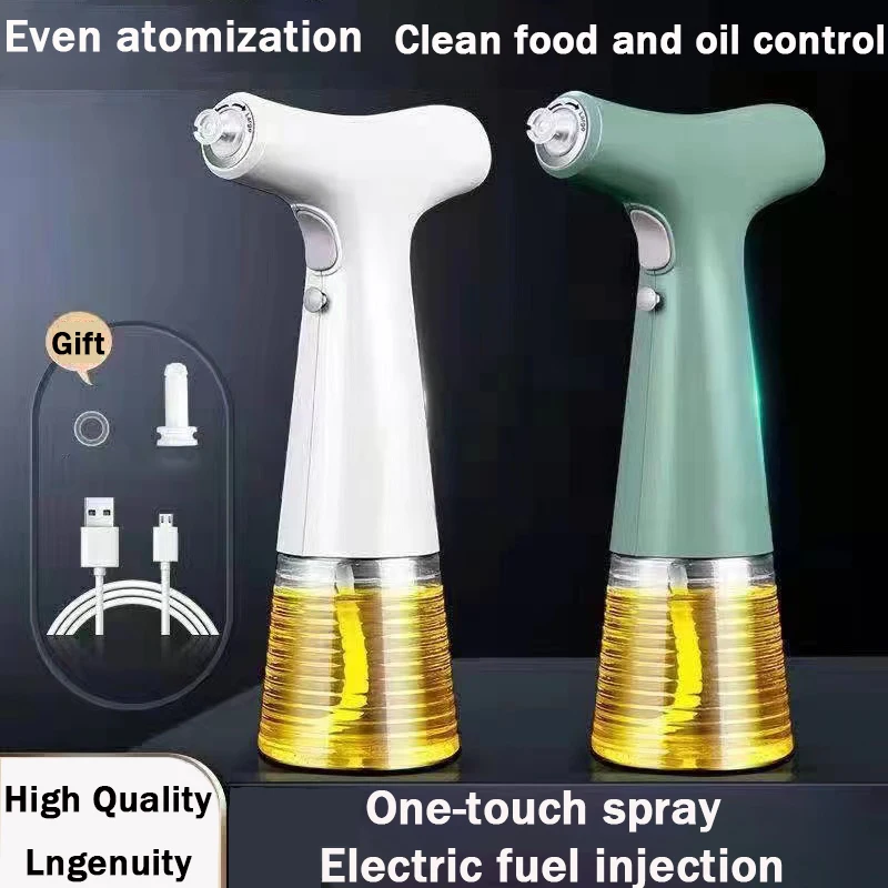 Electric Olive Oil Spray Bottle Dispenser USB Charging Creative Soy Sauce Jar Vinegar Storage Bottle For BBQ Kitchen Oil Sprayer