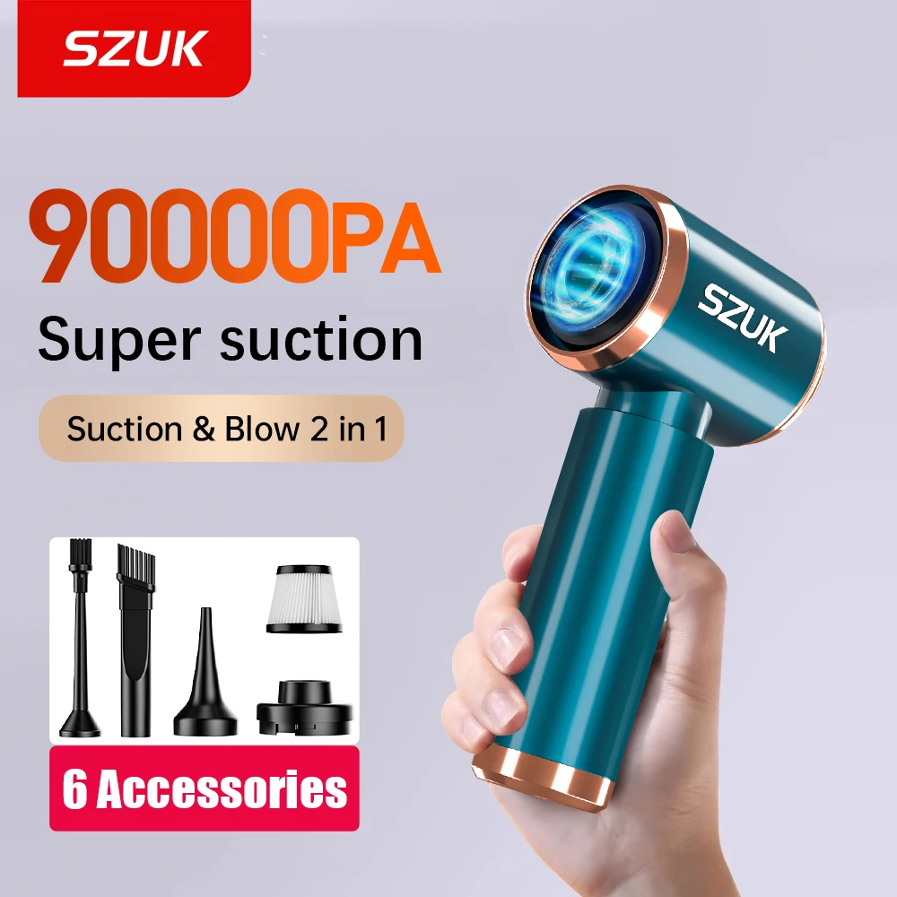 

SZUK Car Vacuum Cleaner Strong Suction Wireless Handheld Cleaning Machine Powerful Mini Portable Vacuum Cleaner for Car and Home