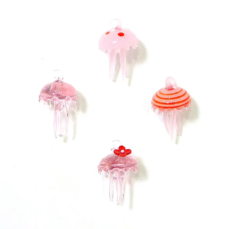 Mini pendentif méduse en verre, 2 pièces, breloques Scaleph mignonnes, petits ornements de poisson en gelée, fournitures artisanales de bricolage, cadeaux parfaits pour les aquaristes