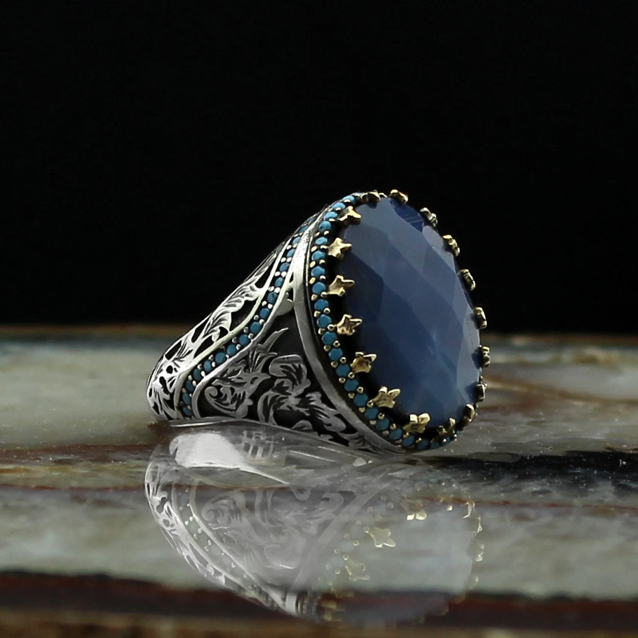 Natural Opal Stone Ring For Men Pure 925 Sterling Silver Turkish Style Special Design Retro Unisex Handmade High quality Trend Jewelry Fashion Vintage Gift Accessory Onyx Tiger Eye Agate