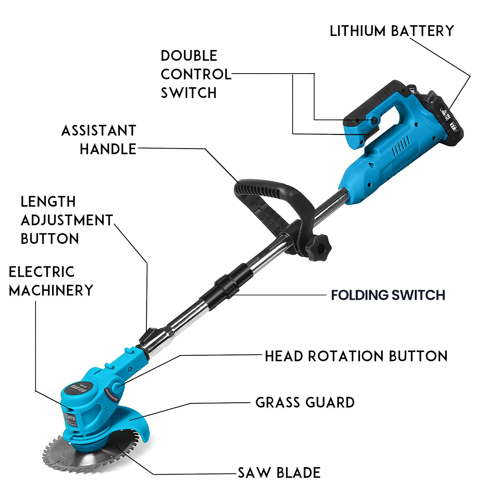 600 W Akku-Rasentrimmer für Makita 18 V, elektrischer Rasenmäher und verstellbarer Schneider für Rasen- und Gartenpflege – Detail 2